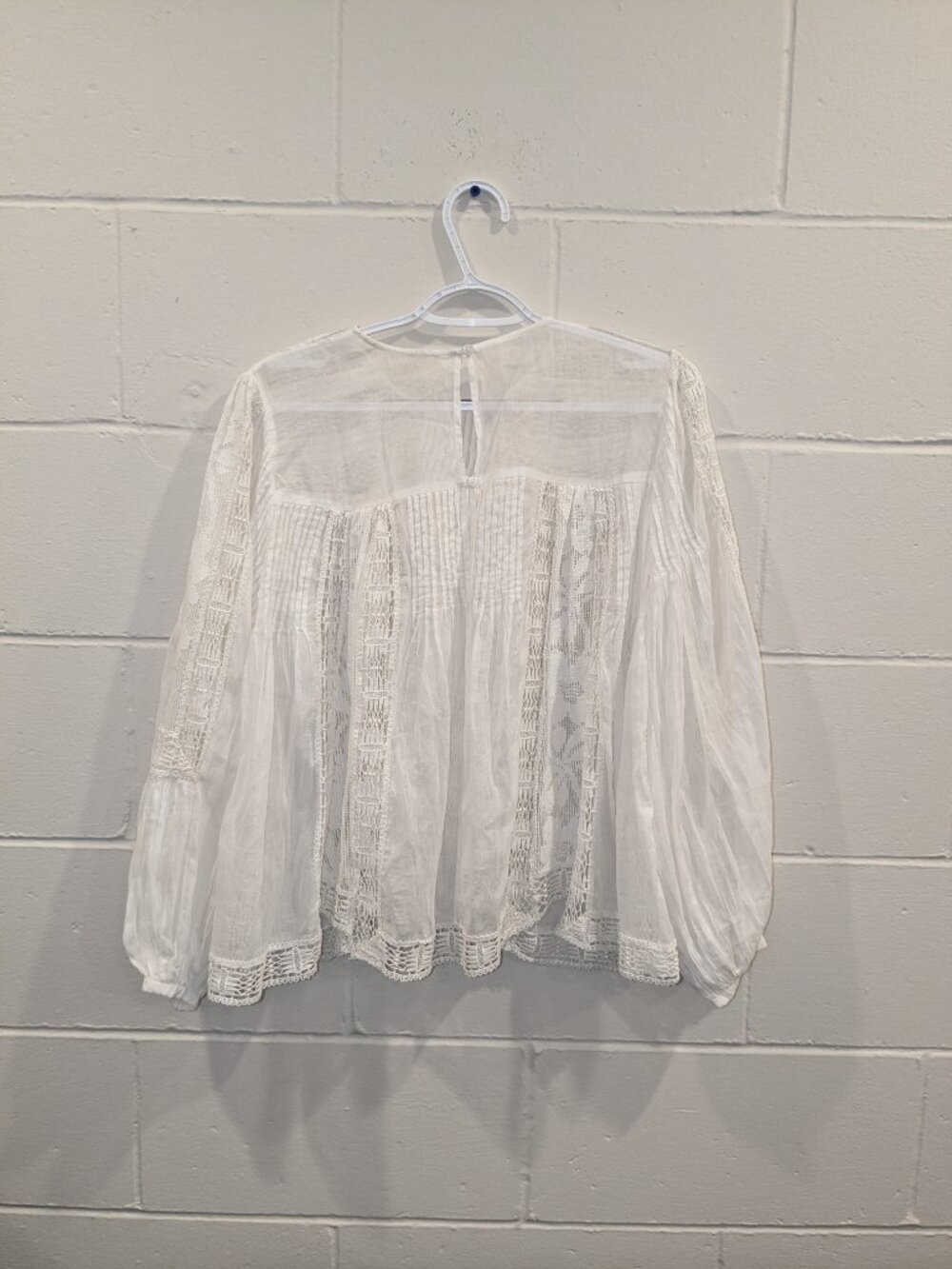 Forever That Girl Top Sm White Sheer Lace Crochet Boho Western Peasant Romantic - Picture 7 of 11
